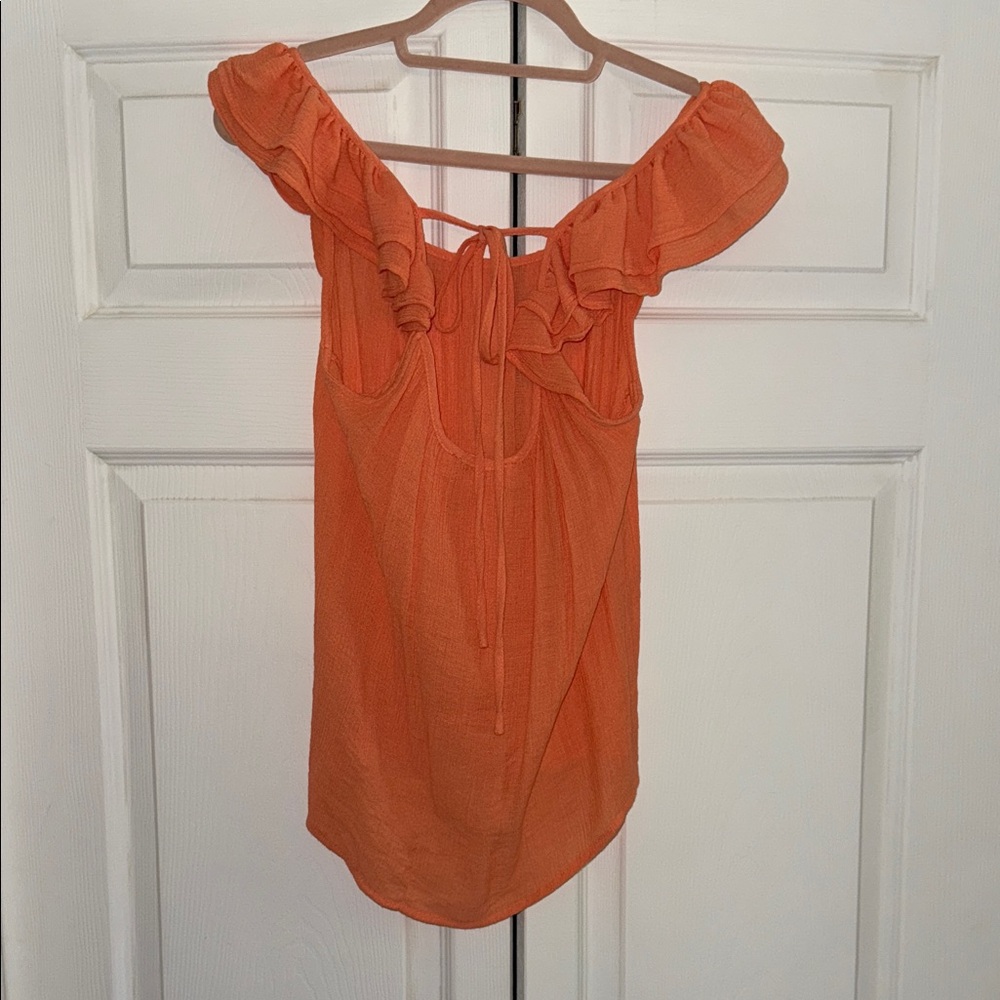 Orange Ruffle Strap Scoop Tank - Picture 4 of 5